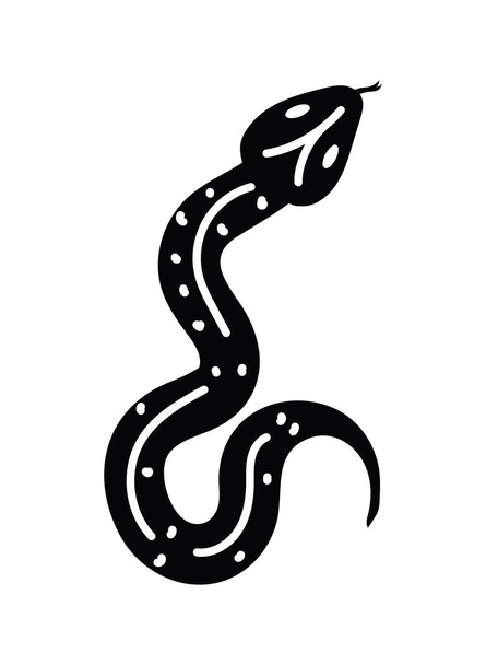 tatuagem minimalista de uma cobra sobre um fundo branco - Vetor, Imagem