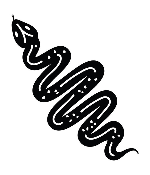 白い背景のヘビのミニマルなタトゥー - ベクター画像