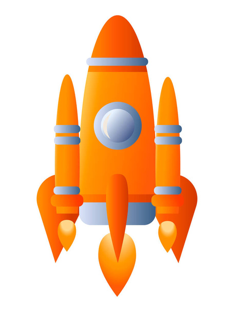 白い背景に隔離されたロケット打ち上げのベクトル図面。オレンジロケットアイコンロケット打ち上げ - ベクター画像