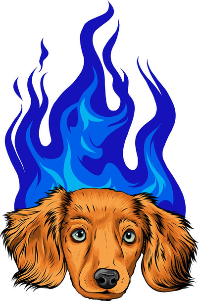 cane cucciolo con ornamenti di fiamma vettoriale illustrazione - Vettoriali, immagini