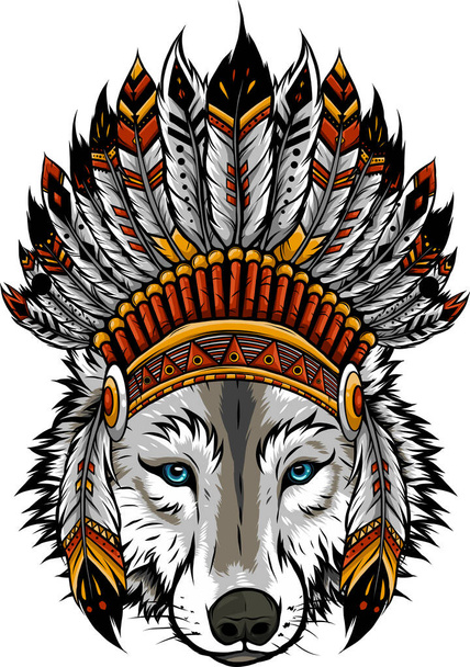 Indischer Wolf mit Federhut Vektor Illustration - Vektor, Bild