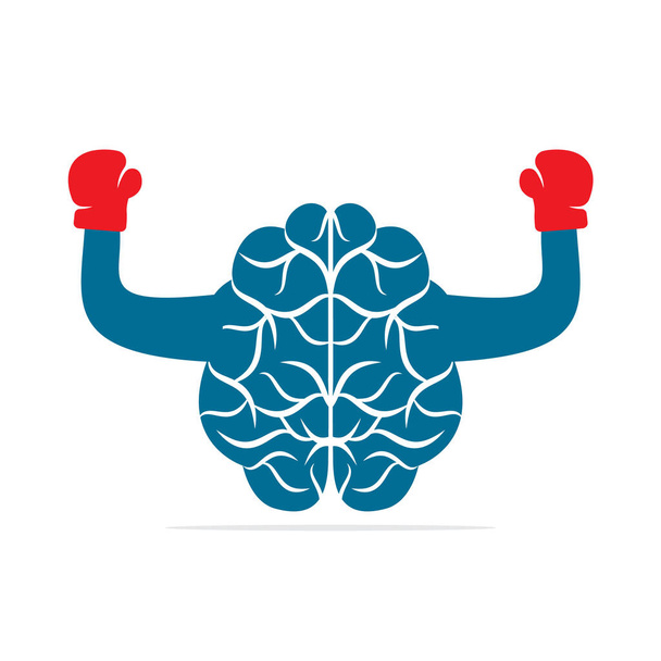 脳ボクシングのロゴコンセプトデザイン。電源脳のロゴベクトルデザイン. - ベクター画像