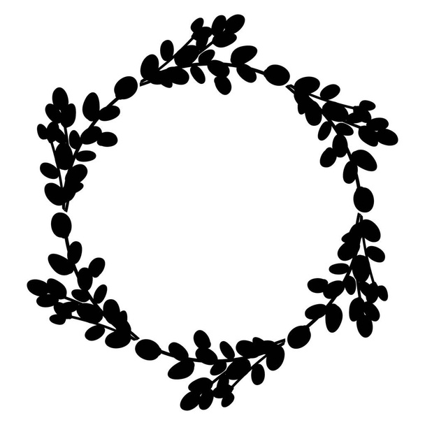 Corona de Pascua Sauce. Corona redonda de ramas de sauce. Ilustración vectorial aislada sobre fondo blanco. Diseño para Pascua, boda, decoración de primavera - Vector, Imagen