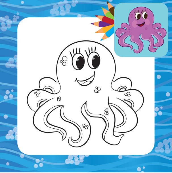 Cartoon octopus - Vektor, kép
