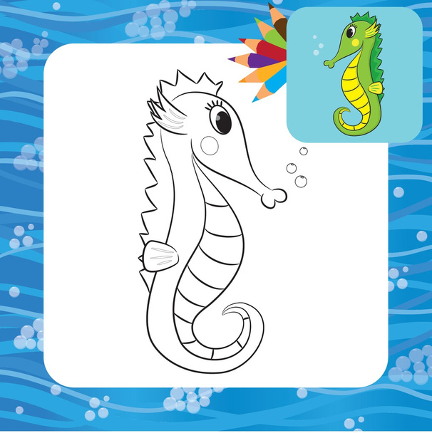 Cartoon seahorse - Vektor, kép
