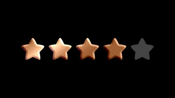 Rating Score Of Golden Stars From 5 To 1. Contains Luma Matte - Footage, Video
