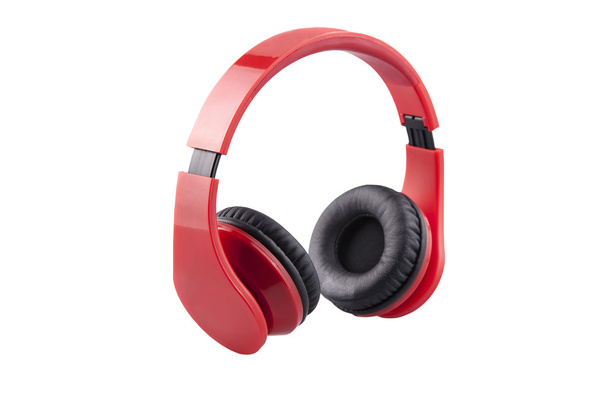 piros fülhallgató fekete pading elkülönítése - Fotó, kép