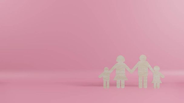 Ένα οικογενειακό ξύλο κομμένο για φόντο 3d rendering - Φωτογραφία, εικόνα