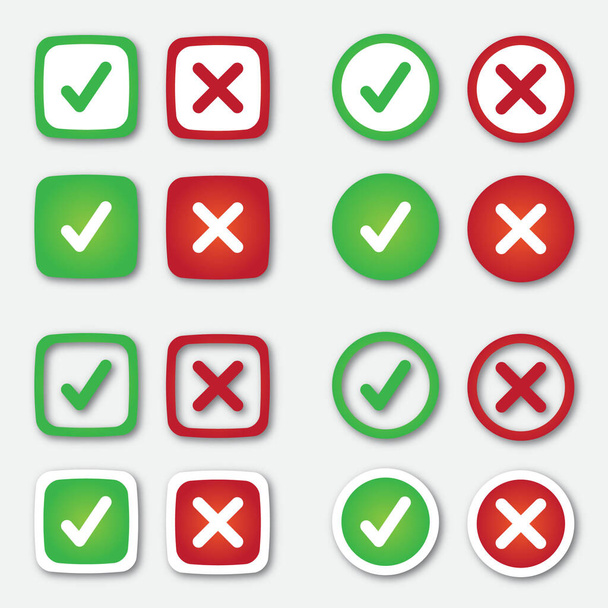 Conjunto de Cancelar e seleção coleção de botões para fazer um ícones - Vetor, Imagem