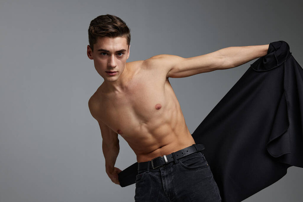 male topless black shirt Studio lifestyle model - Photo, Image