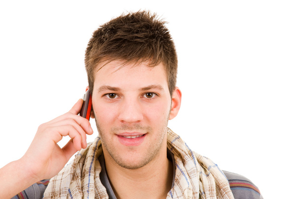 Young casual man on the phone - 写真・画像