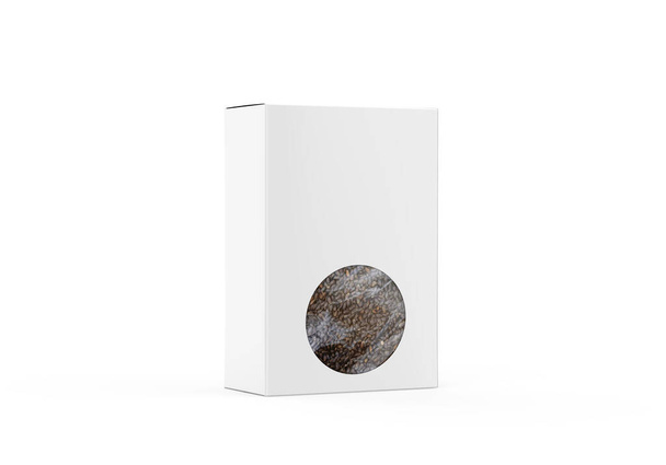 甘いバジルの種のパッケージボックスモックアップテンプレート、隔離された白い背景にサバの種の白い空白の箱、 3Dイラスト - 写真・画像