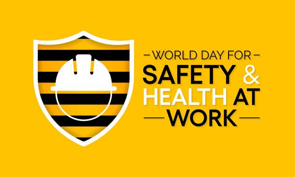 Día Mundial de la Seguridad y la Salud en el Trabajo que se celebra cada año el 28 de abril para promover la prevención de accidentes y enfermedades laborales en todo el mundo. Ilustración vectorial. - Vector, Imagen