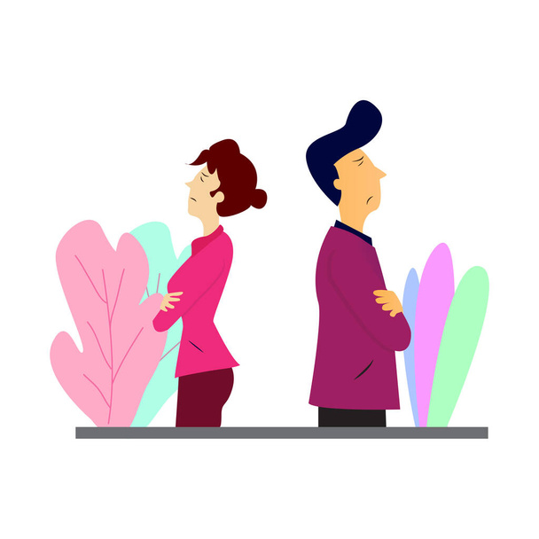 Creatief vector karakter ontwerp van man en vrouw ruziën voor web design, landing page, banners, illustrator banners. - Vector, afbeelding