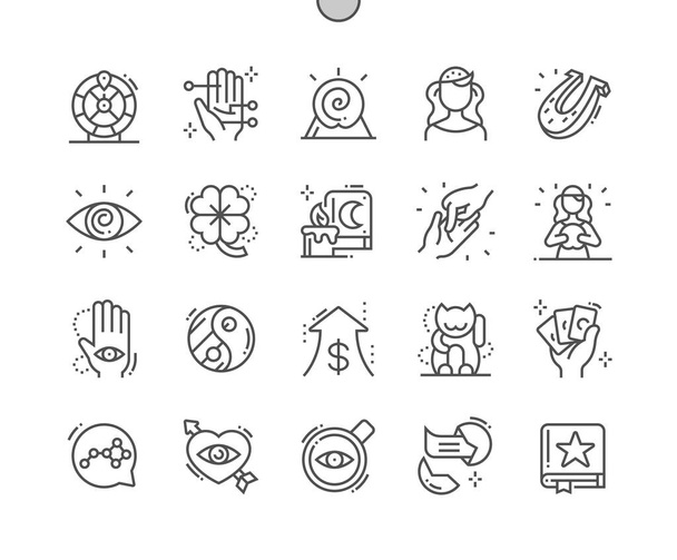 Fortune. Book of predictions. Fortune teller. Chinese money cat. Good luck, risk, gamble, divination and entertainment. Fortune Wheel. Pixel Perfect Vector Thin Line Icons. Simple Minimal Pictogram - Vector, Image