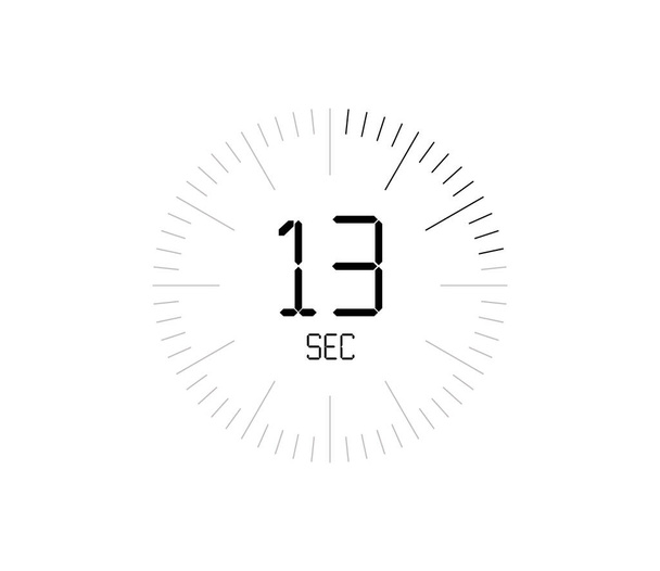 タイマー13秒アイコン、 13秒デジタルタイマー - ベクター画像