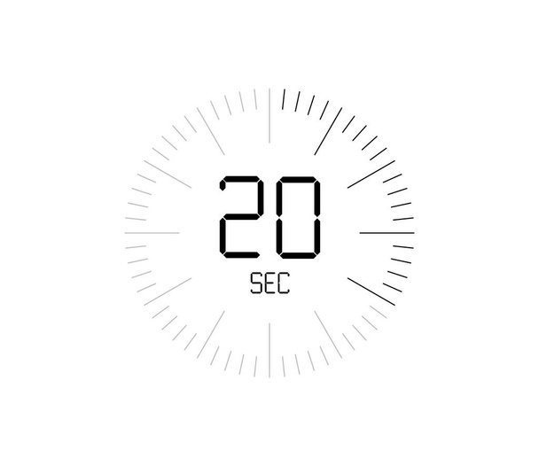 Timer 20 sek ikona, 20 sekund cyfrowy zegar - Wektor, obraz