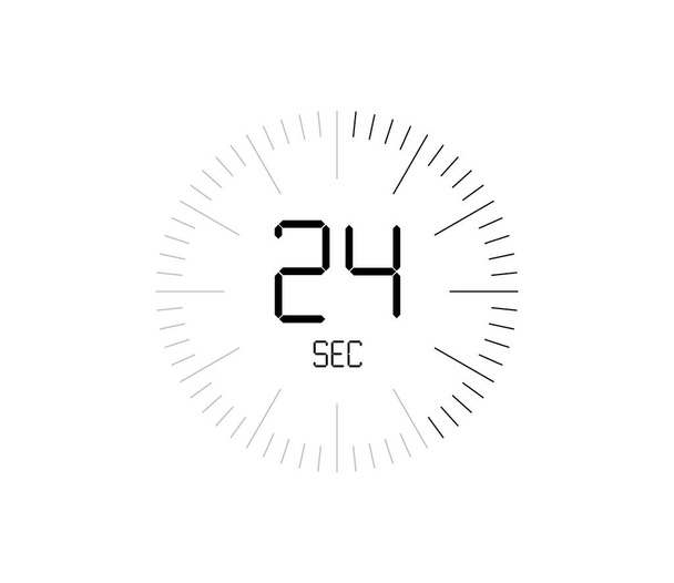 Időzítő 24 sec ikon, 24 másodperc digitális időzítő - Vektor, kép
