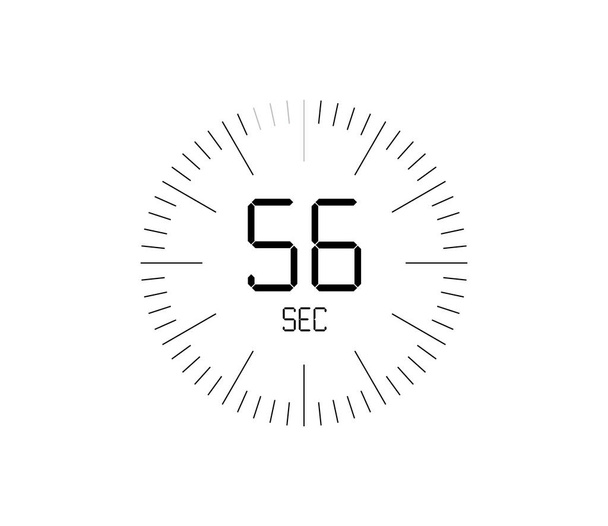 Timer 56 sec icon, 56 seconds digital timer - Vector, Image