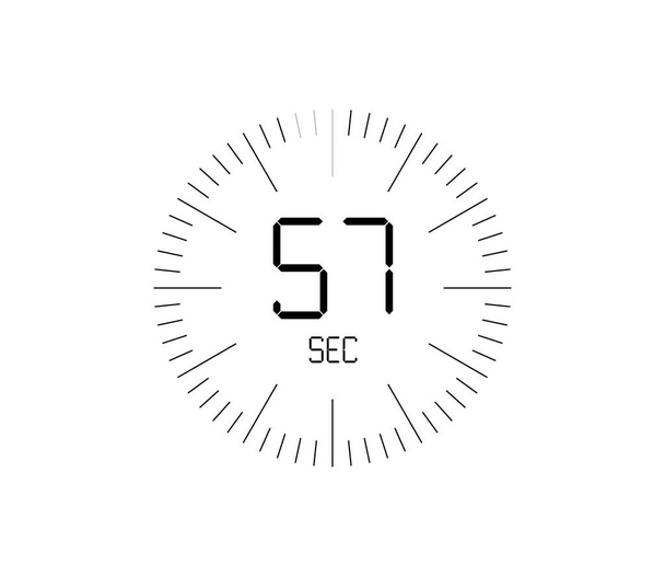 Minuterie 57 sec icône, 57 secondes minuterie numérique - Vecteur, image