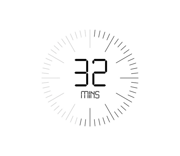 Timer 32 minutos ícone, 32 minutos temporizador digital - Vetor, Imagem