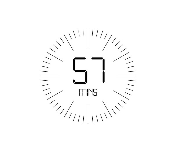Timer 57 mins icon, 57 minutes digital timer - Vector, Image