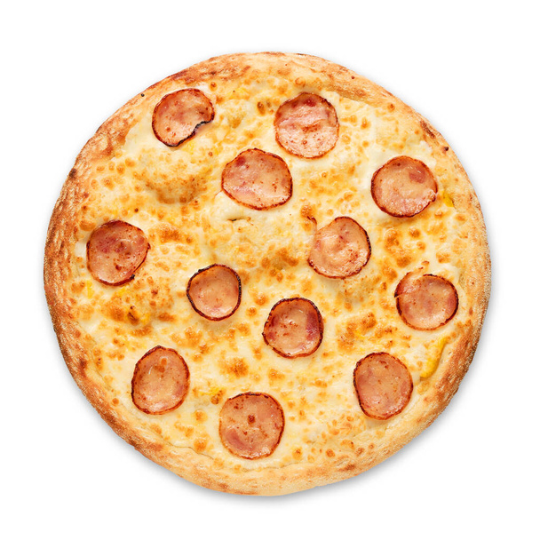 Pizza pepperoni op een witte achtergrond. Top zicht.Zeer hoge kwaliteit foto. - Foto, afbeelding