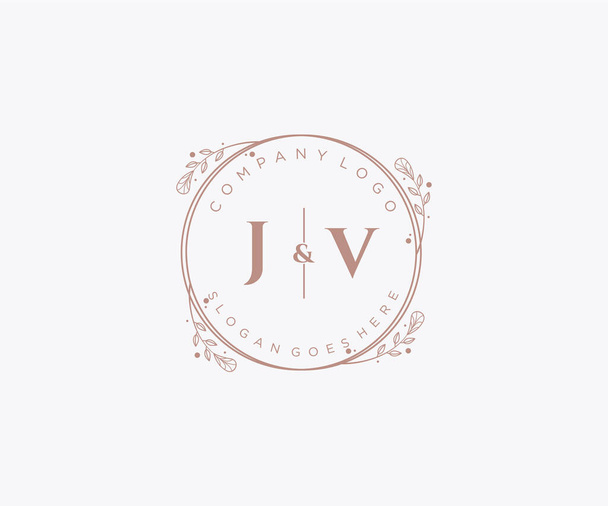 JV letras logotipo de la boda de lujo decorativo. - Vector, Imagen