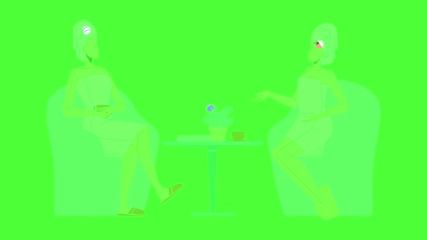 Naisten yllään kylpytakki ja pyyhe pään animaatio - Materiaali, video
