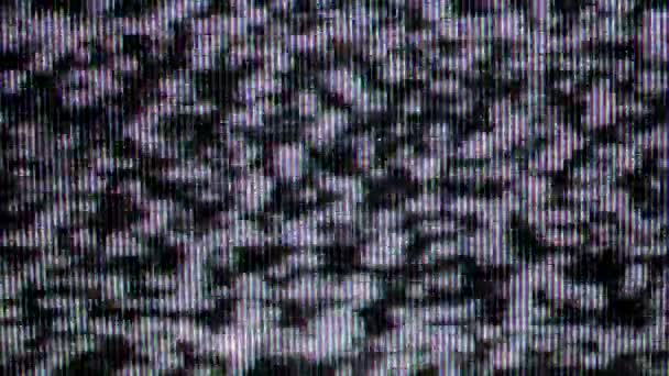 pantalla de TV estática, ruido en ausencia de una señal en la pantalla del visor de TV, primer plano  - Metraje, vídeo