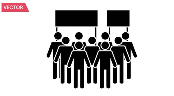 Icono de demostración. Ilustración vectorial aislada de una multitud, gente o manifestación - Vector, Imagen