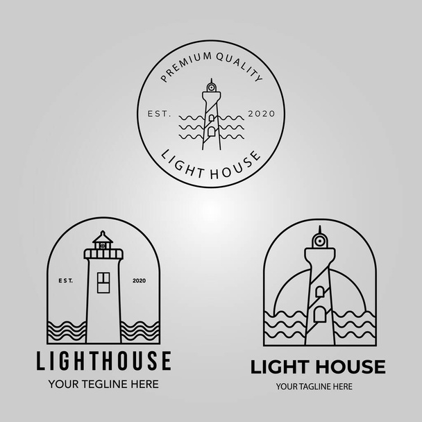 Set Leuchtturm Logo Ikone Linie Kunst minimalistisch Illustration Design kreativ - Vektor, Bild