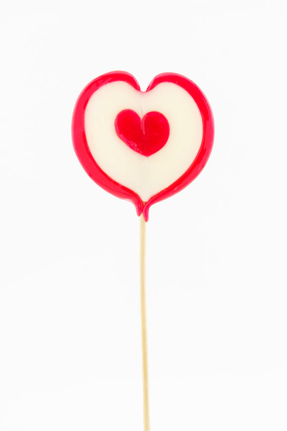 heart shaped lollipop  on white background - Foto, Imagem