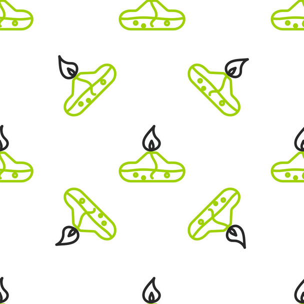 Line Alcohol or spirit burner icon isolated seamless pattern on white background. Chemical equipment.  Vector Illustration. - Vector, Image