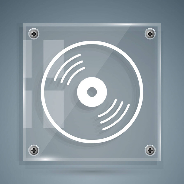 Fehér Vinyl lemez ikon elszigetelt szürke alapon. Négyzet alakú üvegtáblák. Vektor. - Vektor, kép