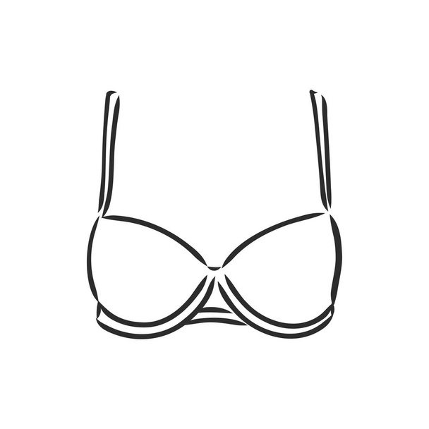 Hand Drawn Women s Bra Sketch Symbol isolated on white background. Vector lacy bra In Trendy Style. Woman s underwear hand drawing sketches elements - Vector, Image