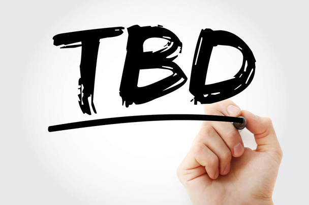TBD - Να καθοριστεί ακρωνύμιο με δείκτη, επιχειρηματικό υπόβαθρο έννοια - Φωτογραφία, εικόνα