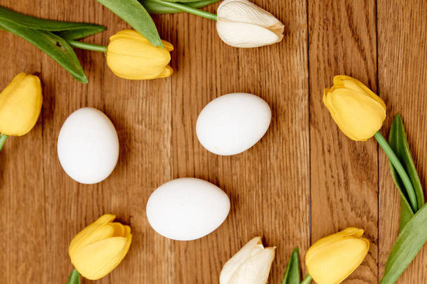 tulips and  easter eggs. High quality photo - Valokuva, kuva