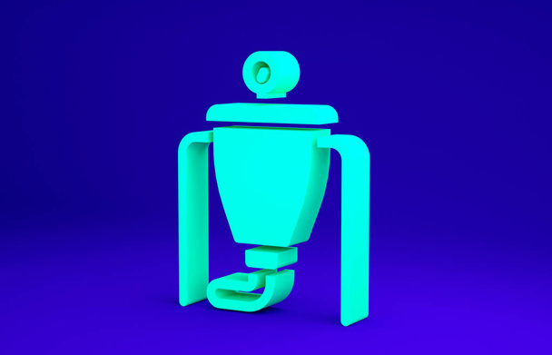 Icono del proceso de elaboración de cerveza verde aislado sobre fondo azul. Concepto minimalista. 3D ilustración 3D render. - Foto, Imagen