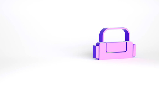 Purple Sport icono de la bolsa aislado sobre fondo blanco. Concepto minimalista. 3D ilustración 3D render. - Foto, imagen