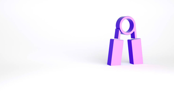 白の背景に隔離された紫のスポーツ拡大アイコン。スポーツ用具。最小限の概念。3Dイラスト3Dレンダリング. - 写真・画像