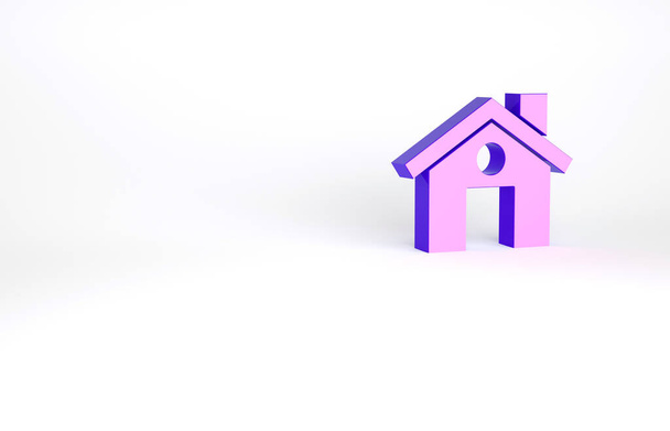 Фиолетовый Дом значок изолирован на белом фоне. Домашний символ Концепция минимализма. 3D-рендеринг. - Фото, изображение