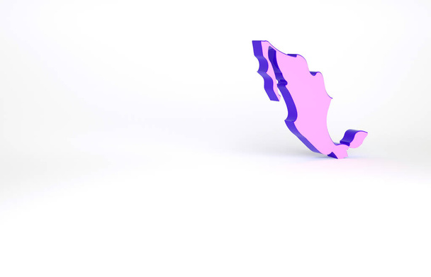 Фиолетовая карта иконы на белом фоне. Концепция минимализма. 3D-рендеринг. - Фото, изображение