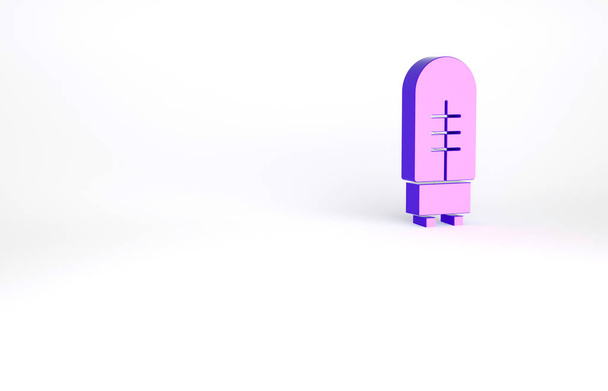Ikona fialového světla vyzařujícího diodu izolovaná na bílém pozadí. Polovodičová diodová elektrická komponenta. Minimalismus. 3D ilustrace 3D vykreslení. - Fotografie, Obrázek