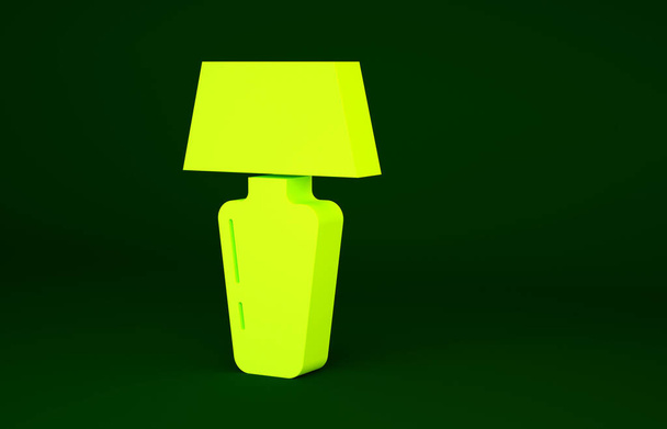 Ikona žluté stolní svítilny izolovaná na zeleném pozadí. Stolní lampa. Minimalismus. 3D ilustrace 3D vykreslení. - Fotografie, Obrázek