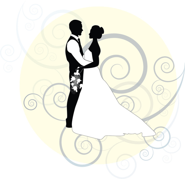 結婚式の花嫁と新郎 - ベクター画像