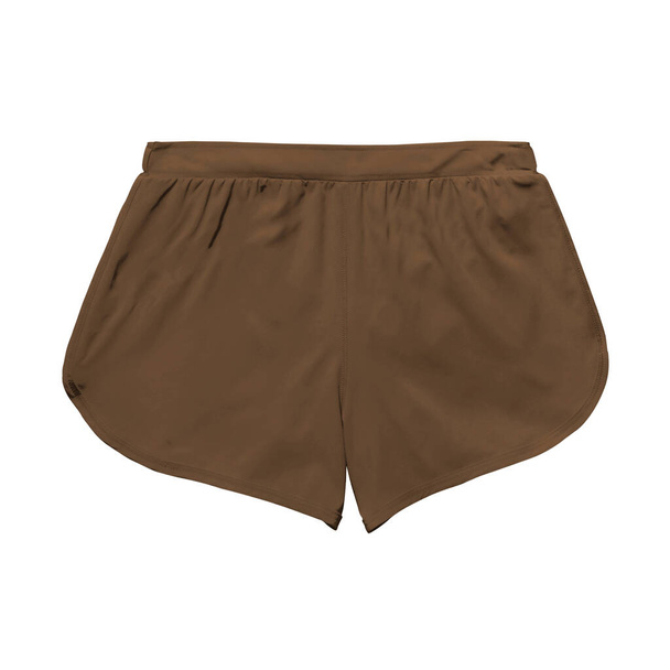 Make your design ideas more realistic, with this Back View Fancy Women's Shorts Mockup In Sepia Brown Color. - Photo, Image