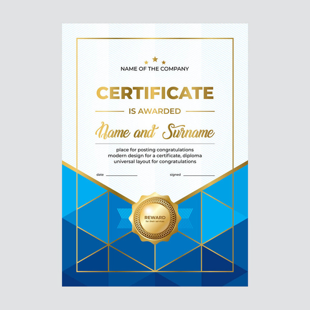 Diseño de certificado, diploma, diseño geométrico moderno - Vector, imagen