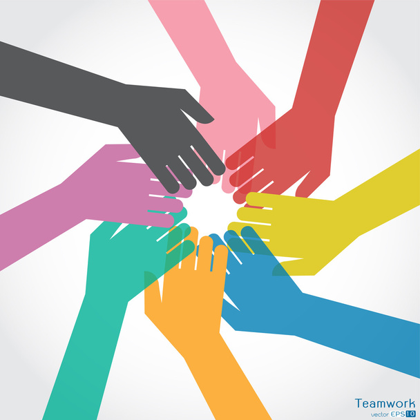 Teamwork, Colorful Hand - Vector, Image