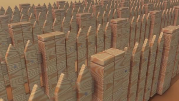Várias cercas de madeira isoladas em uma linha 4k - Filmagem, Vídeo